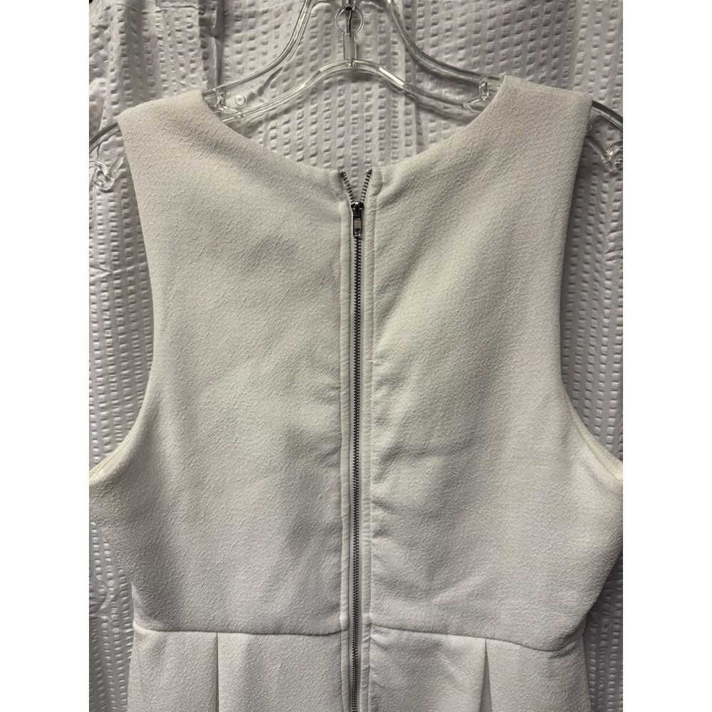 She + Sky Women's White Textured Size Large A Line Mini Dress Pleated Sleeveless - Picture 11 of 14